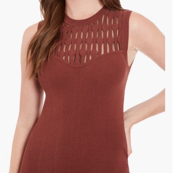 Illusion Yoke Sleeveless Midi Sweater Dress - Picture 4 of 4